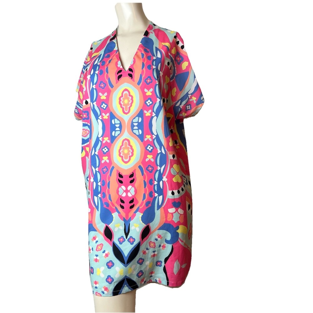 Britt Ryan Bohemian Print Pockets Polyester Mini Shift Dress Size Med